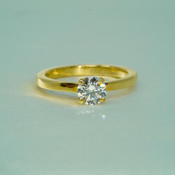 Round 0.73ct Solitaire Engagement Ring in 14k Solid Yellow Gold, stamped for authenticity. | GOLDZENN  