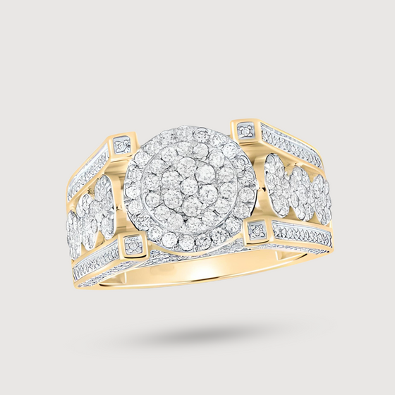 Round Cluster 2-1/5ctw Diamond Ring - 10k Yellow Gold