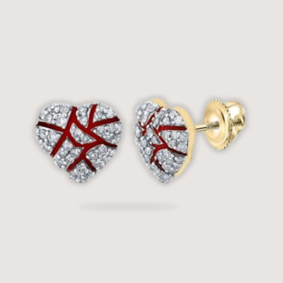 alt=" Discover bold elegance with our 10K gold earrings featuring 1/2CTW diamond heart clusters. Perfect for everyday wear or a special gift. "