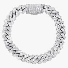  Silver Moissanite Cuban Link Bracelet – 15mm 15mm iced-out Cuban link bracelet in 925 sterling silver with dazzling moissanites. Bold, durable, and polished for timeless luxury and modern elegance.