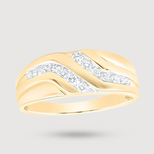  Men's Sculpted Diamond Band Ring in 10k Yellow Gold. Featuring 1/2ctw Natural Diamonds. | GOLDZENN 