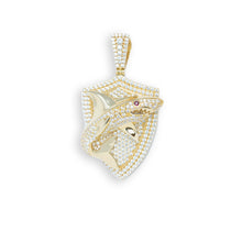  Shark Pendant - 10k Solid Gold| GOLDZENN- Showing the pendant's full detail.
