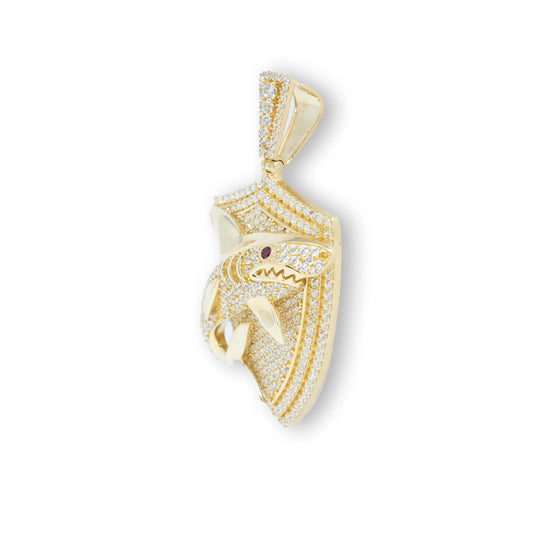 Shark Pendant - 10k Solid Gold| GOLDZENN- Side view detail of the pendant.