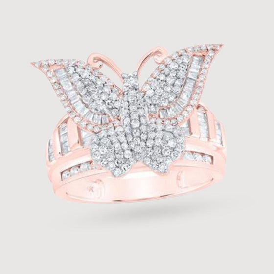 1-1/2CTW Diamond Butterfly Fashion Ladies Ring - 10K Gold