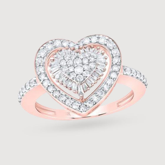 5/8CTW Diamond Fashion Heart Ring - 10K Gold