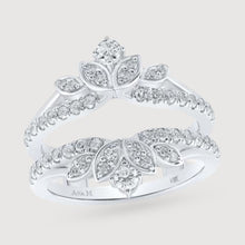  3/4CTW Round Diamond Flower Wrap Ring Guard Enhancer Fashion Ladies Ring- 14k White Gold