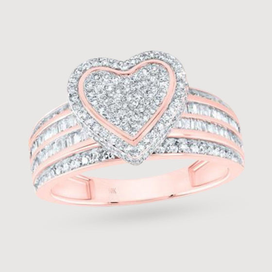 7/8CTW Diamond Fashion Heart Ring - 10K Gold