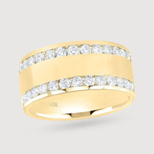  Two-Row 1ctw Diamond Ring - 14k Yellow Gold