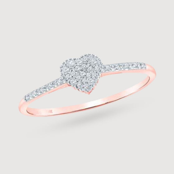 1/20CTW Round Diamond Slender Heart Fashion Ladies Ring - 10K Gold