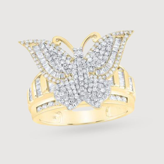 1-1/2CTW Diamond Butterfly Fashion Ladies Ring - 10K Gold