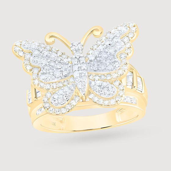 1-1/2CTW Diamond  Fashion Butterfly Ring - 10K Gold