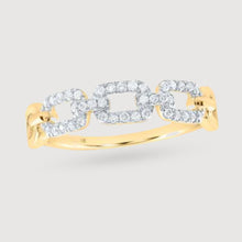  1/5CTW Round Diamond Link Stackable Band Ring- 10k Gold