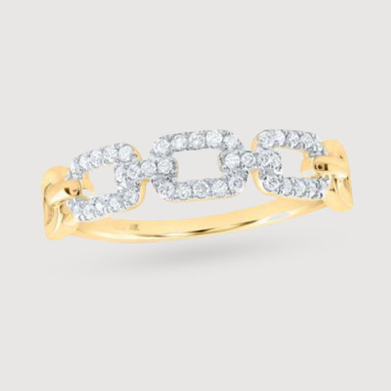 1/5CTW Round Diamond Link Stackable Band Ring- 10k Gold