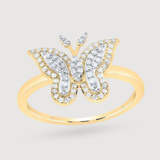 1/4CTW Diamond Butterfly Ladies Fashion Ring - 10K Gold