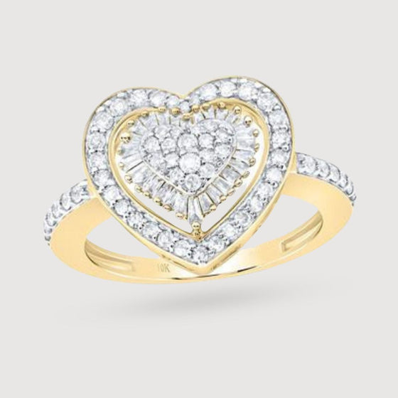 5/8CTW Diamond Fashion Heart Ring - 10K Gold