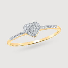  1/20CTW Round Diamond Slender Heart Fashion Ladies Ring - 10K Gold