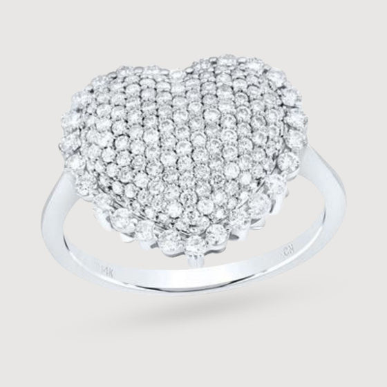 1CTW Diamond Fashion Heart Ring - 14K White Gold