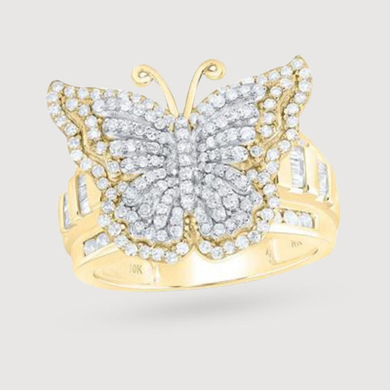 1-1/4CTW Diamond Fashion Ladies Buttery Statement Ring - 10K Gold