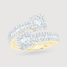  1CTW Round Diamond Bypass Cuff Band Ladies  Ring - 10K Gold