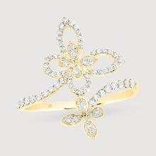  1/3CTW Round Diamond Bypass Butterfly Ladies Fashion Ring - 10K Gold