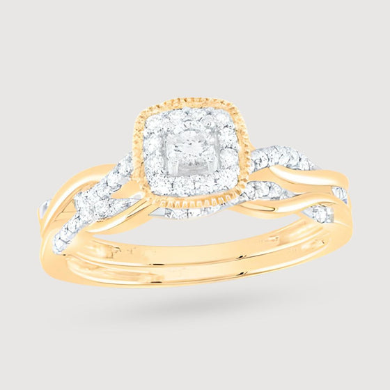 Orly 1/3ctw Cushion Diamond Twisted Halo Engagement Ring - 14k Gold