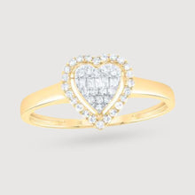  1/5CTW Diamond Ladies Fashion Heart Ring - 10K Gold