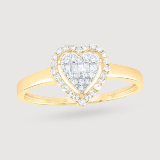 1/5CTW Diamond Ladies Fashion Heart Ring - 10K Gold