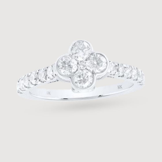 1ctw Diamond Clover Ring - 10k Gold