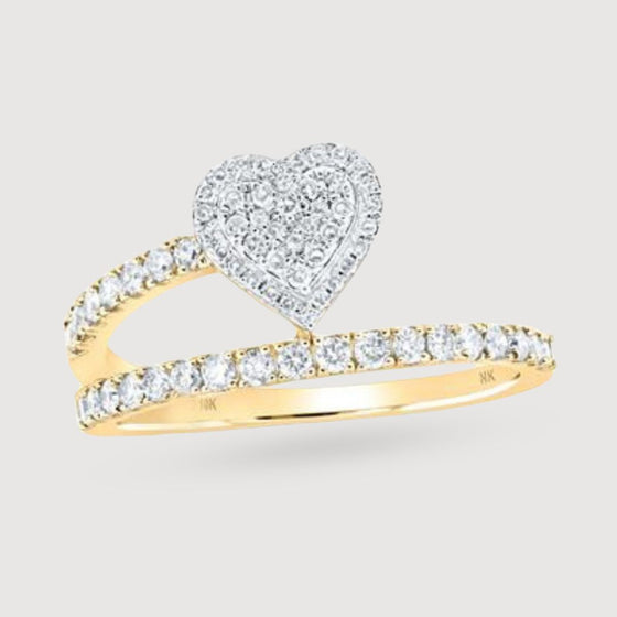 1/2CTW Round Diamond Heart Band Nicoles Dream Collection Ladies Ring - 10K Yellow Gold