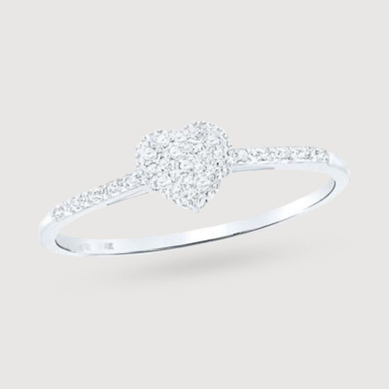 1/20CTW Round Diamond Slender Heart Fashion Ladies Ring - 10K Gold