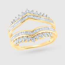  3/4CTW Round Diamond Baguette Wrap Ring Guard Enhancer Ladies Ring - 14K Gold