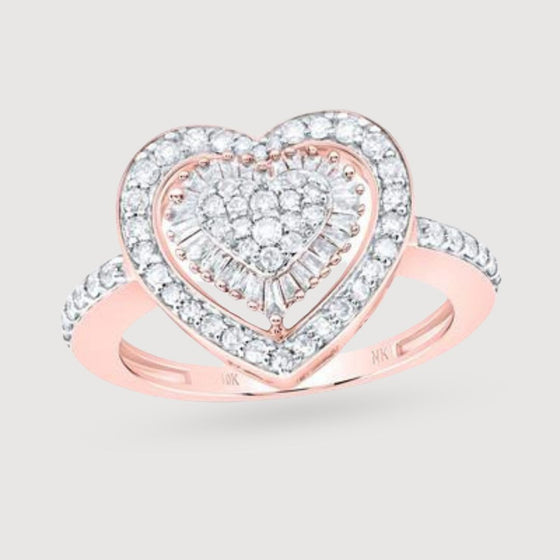 5/8CTW Diamond Fashion Heart Ladies  Ring - 10K Gold