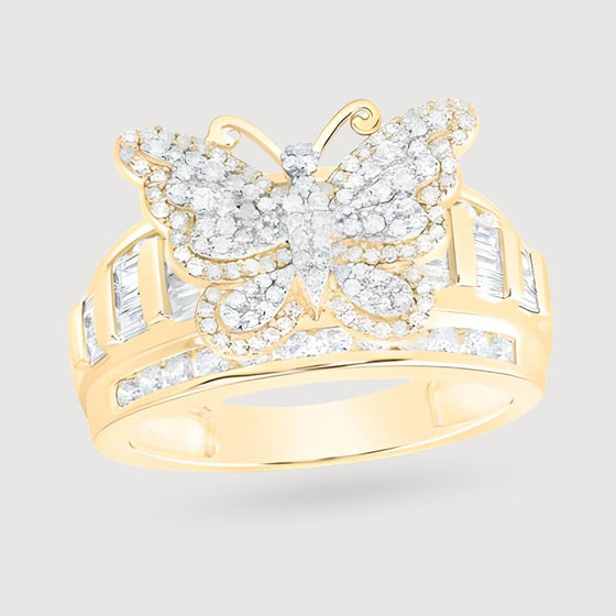 1CTW Diamond Fashion Butterfly Ring - 10K Yellow Gold