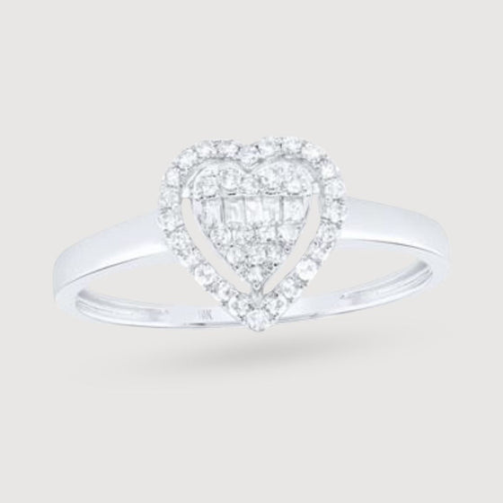 1/5CTW Diamond Ladies Fashion Heart Ring - 10K Gold