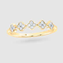  1/6CTW Round Diamond Clover Stackable Band Fashion Ring - 10K Gold