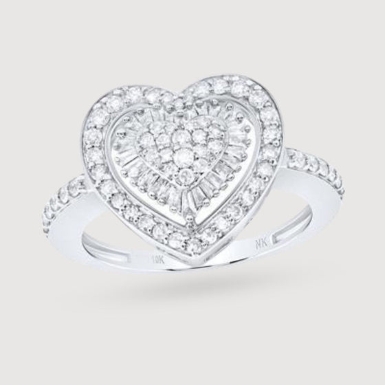 5/8CTW Diamond Fashion Heart Ladies  Ring - 10K Gold