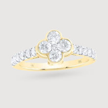  1ctw Diamond Clover Ring - 10k Gold