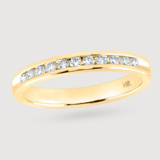 1/4CTW Round Diamond Anniversary Wedding Engagement Ring Band - 14K Yellow Gold