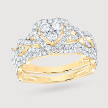  1-1/4CTW Round Diamond Heart Bridal Nicoles Dream Collection Wedding Ring Set- 10K Gold