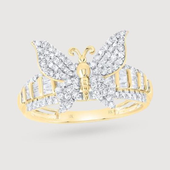 5/8CTW Diamond Butterfly Fashion Ring- 10K Gold