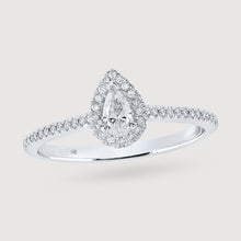  Penelope 1/3ctw Pear Diamond Halo Engagement Ring - 10k White Gold