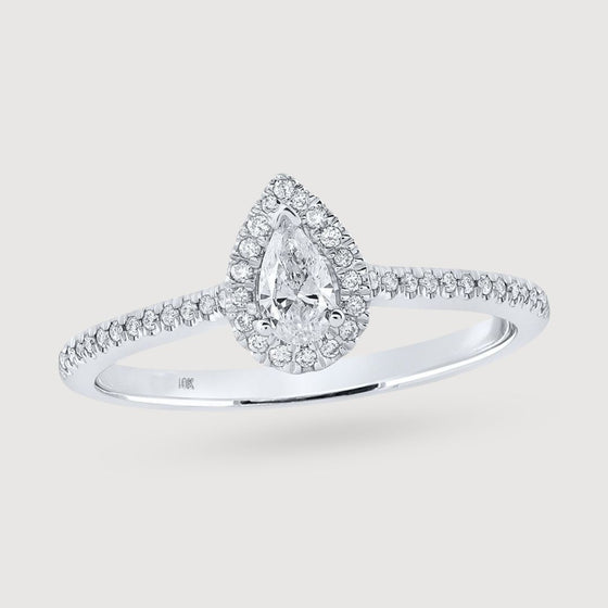 Penelope 1/3ctw Pear Diamond Halo Engagement Ring - 10k White Gold