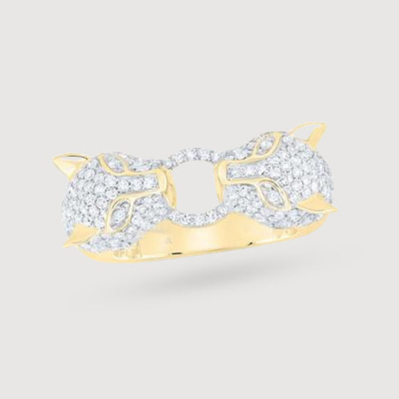 1-1/3CTW Diamond Leopard Ladies Fashion Ring- 10K Yellow Gold