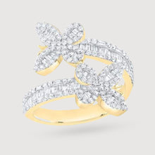  7/8CTW Diamond Ana M Butterfly Ladies Cuff Fashion Ring - 10K Gold