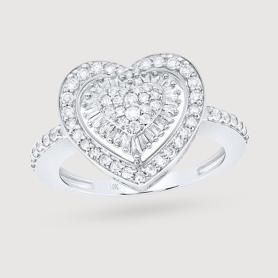 5/8CTW Diamond Fashion Heart Ring - 10K Gold