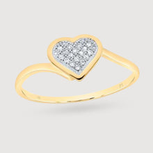  1/20CTW Round Diamond Heart Cluster Ladies Ring- 10K Yellow Gold