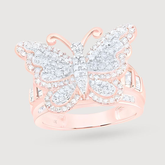 1-1/2CTW Diamond  Fashion Butterfly Ring - 10K Gold