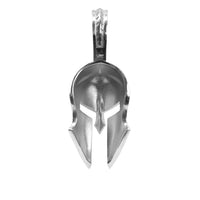 The Silver Spartan Helmet Pendant is a stylish accessory shaped like an ancient helmet, featuring a T-shaped eye and mouth opening plus a top loop for your chain—ideal for enthusiasts of Spartan helmet jewelry.
