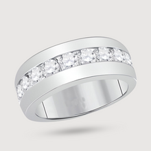  Men's Single Row Diamond Wedding Band in 14k White Gold. Featuring 2ctw Natural Diamonds. | GOLDZENN 