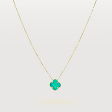  Single Malachite Four Leaf Clover in 14k Yellow Gold. | GOLDZENN 